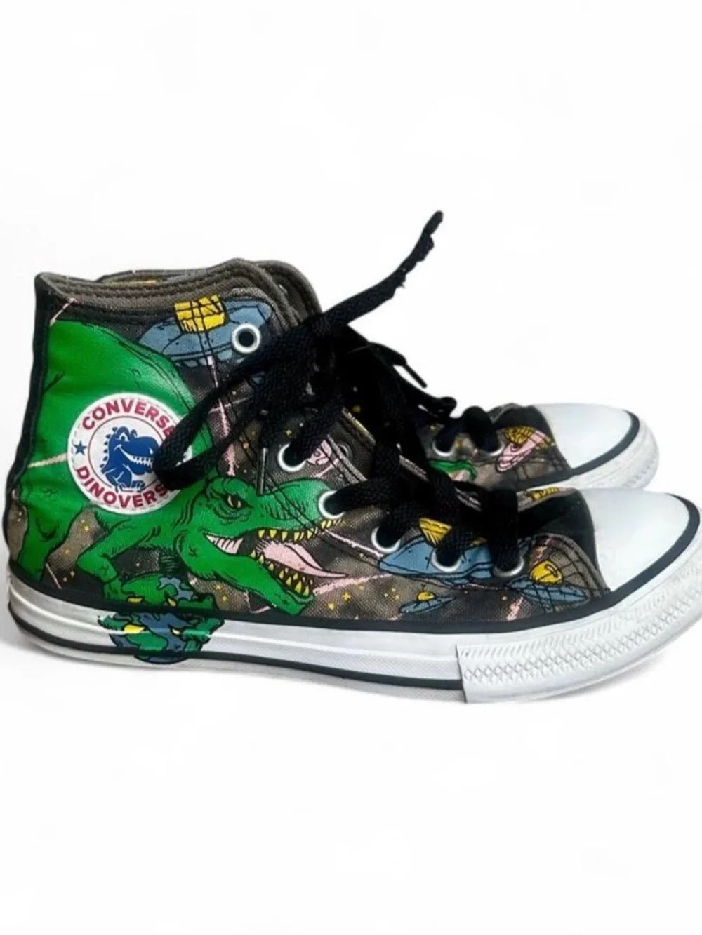 Converse Dinoverse Hi T-Rex High Top Shoes Sneakers Green Junior Size 2